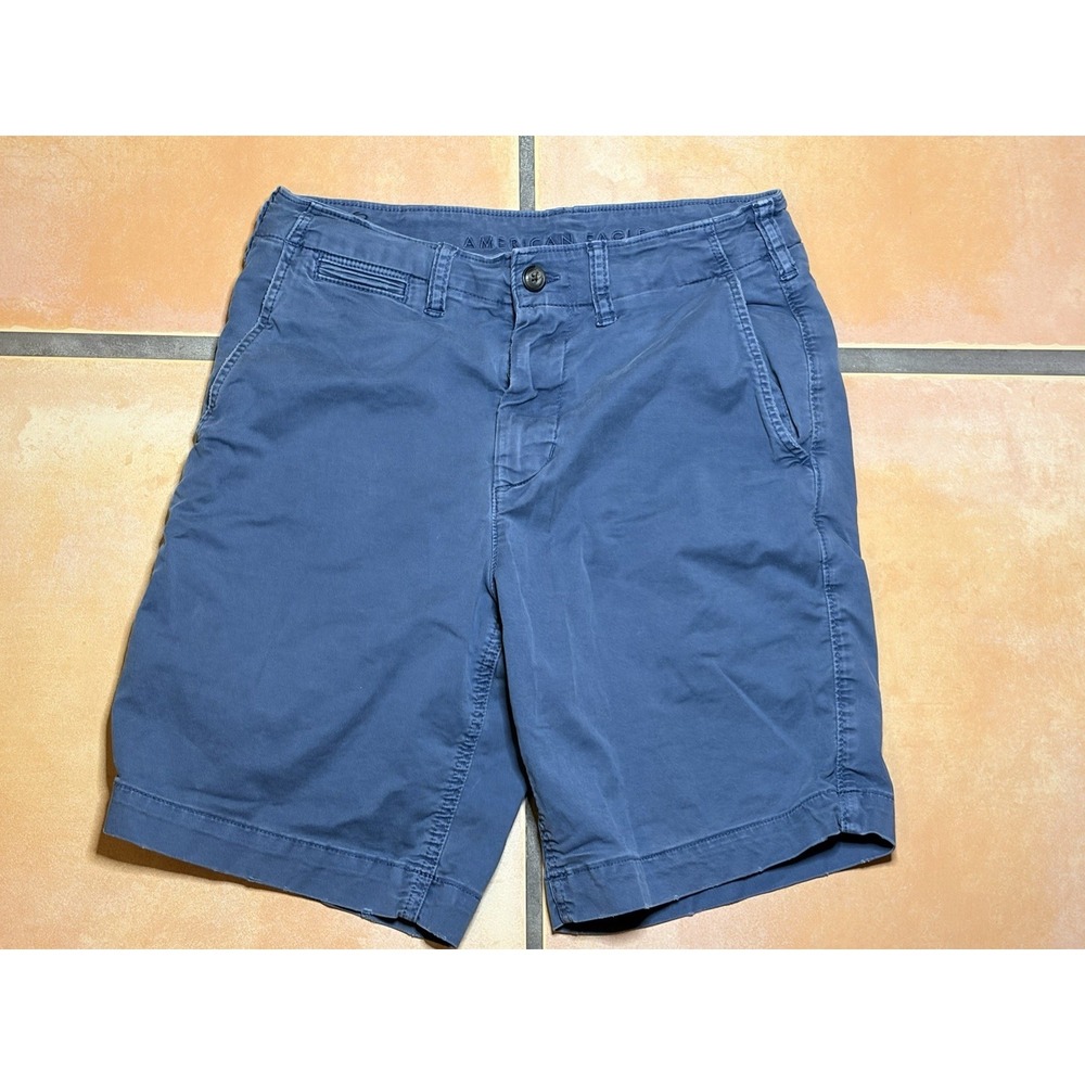 American Eagle Flex Classic Chino Shorts Blue Mens 34 9" Inseam - Picture 2 of 11